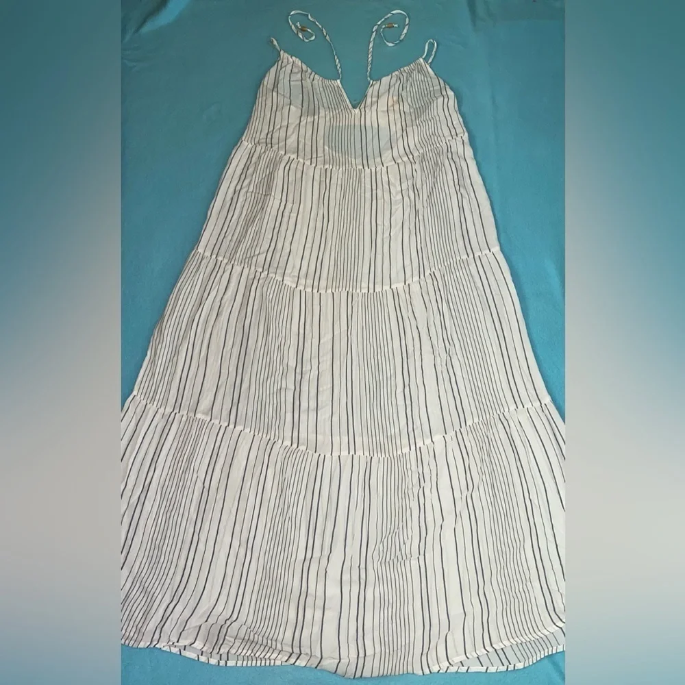 KONA SOL tiered maxi striped dress adjustable spaghetti straps beach NEW size XL - Picture 3 of 12